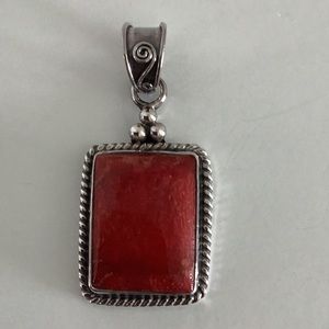 Vintage Red Jasper Sterling Silver Pendant
